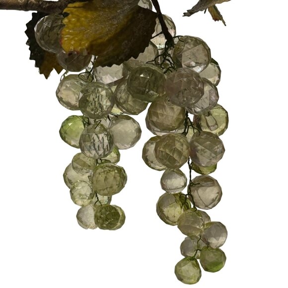 2 Vintage Acrylic Champagne Grape Cluster Faceted Sugared Leaves Wired 1970s MCM - Picture 5 of 6